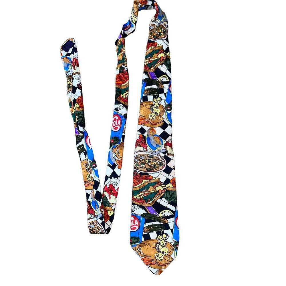 Neck Tie Cola restaurant food pizza popcorn pickle Novelty men's red/black/blue